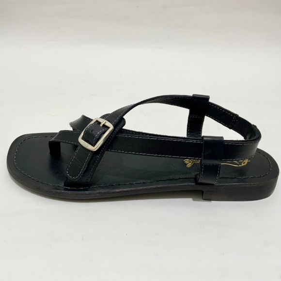 FREE PEOPLE La Risa Black Leather Flat Sandal Summer Strappy Sandal 39.5 - Picture 10 of 12